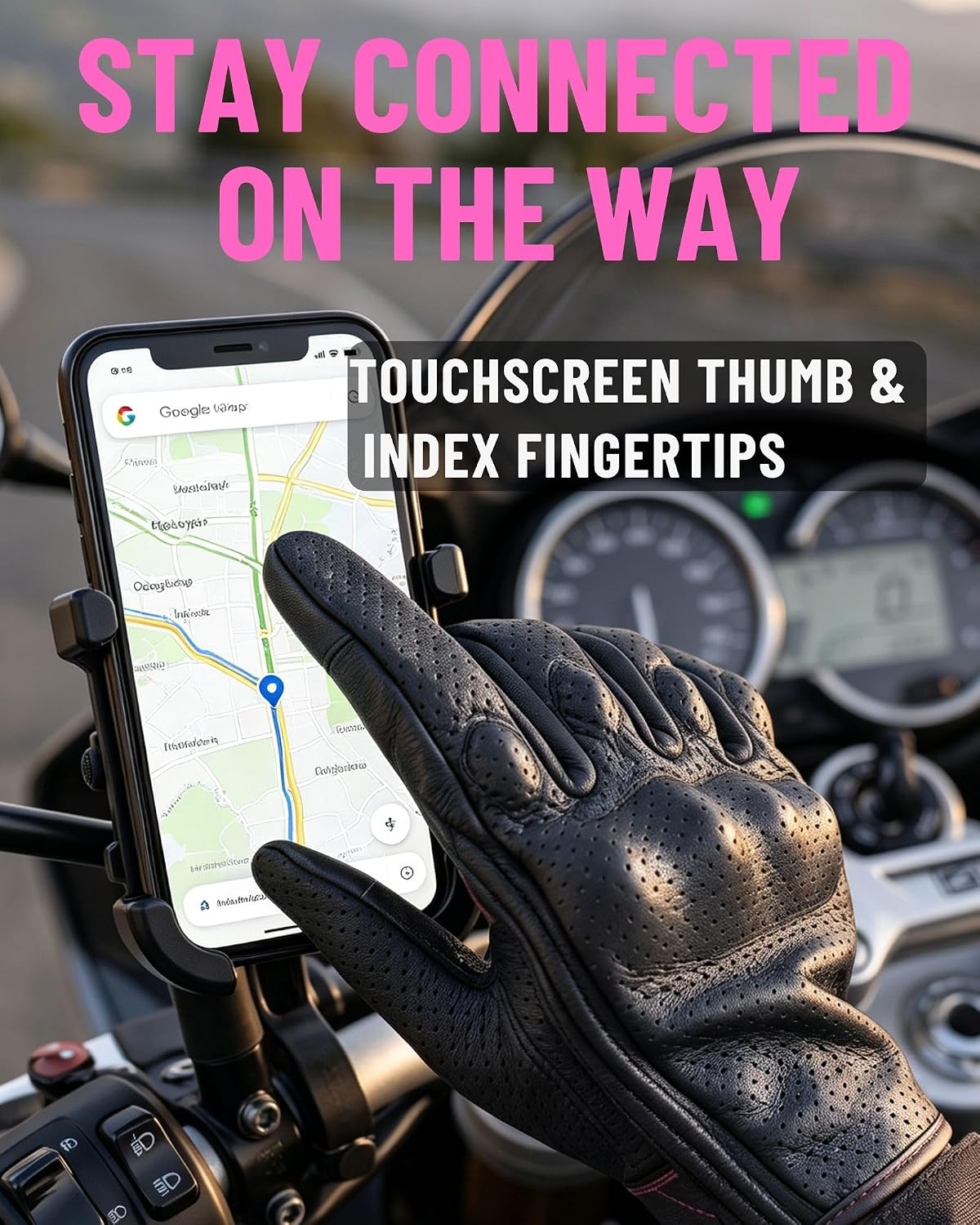 Superbike Guantes de motocicleta para mujer de dedo completo con nu...