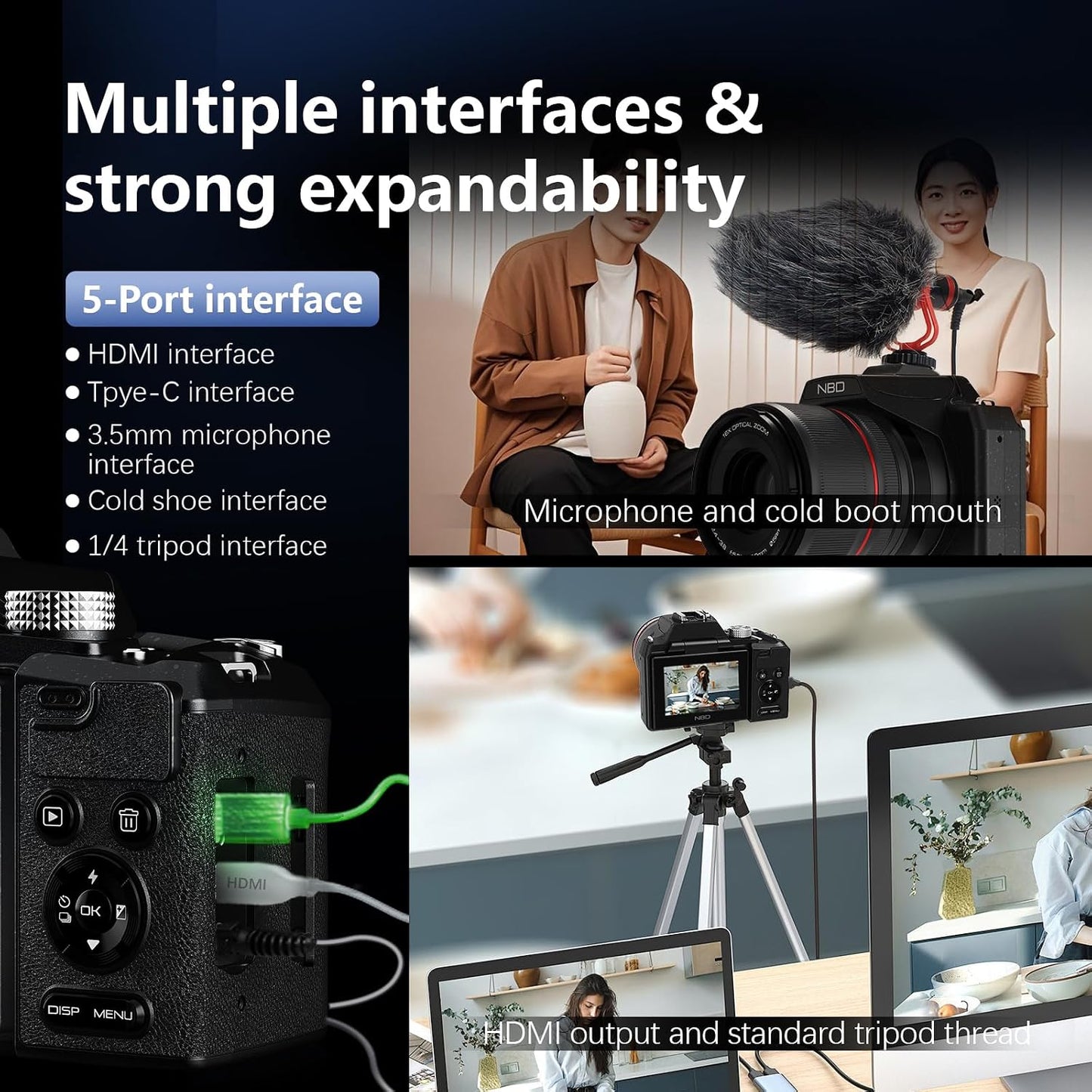Cámara digital de 8K y 64MP para fotografía, zoom de 48X con modo l...