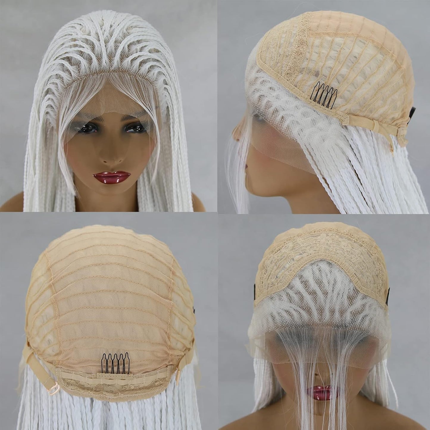 BTWTRY Pelucas trenzadas con encaje frontal sintético micro trenzad...