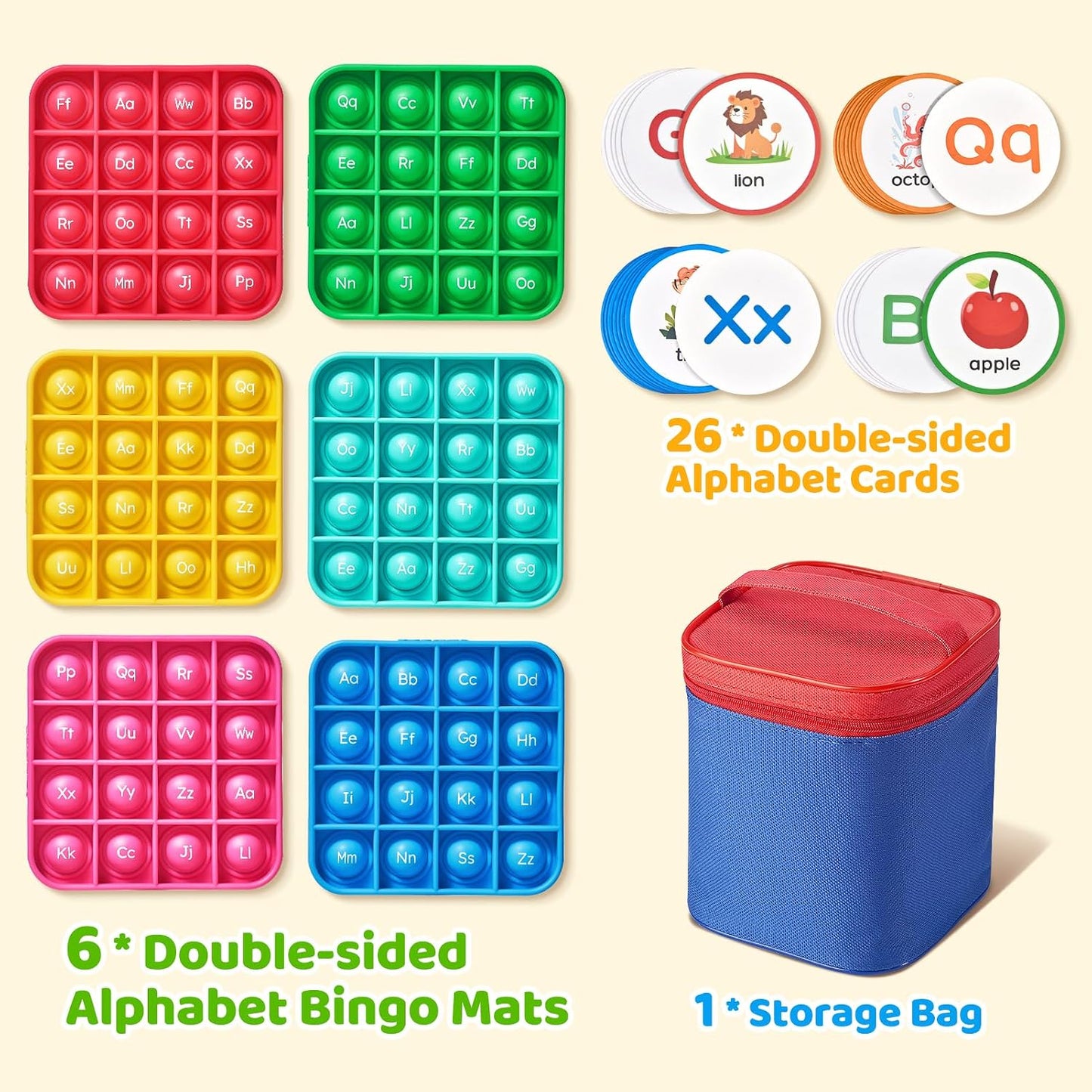 JoyCat Juego de bingo del alfabeto+tablero de seguimiento de letras...