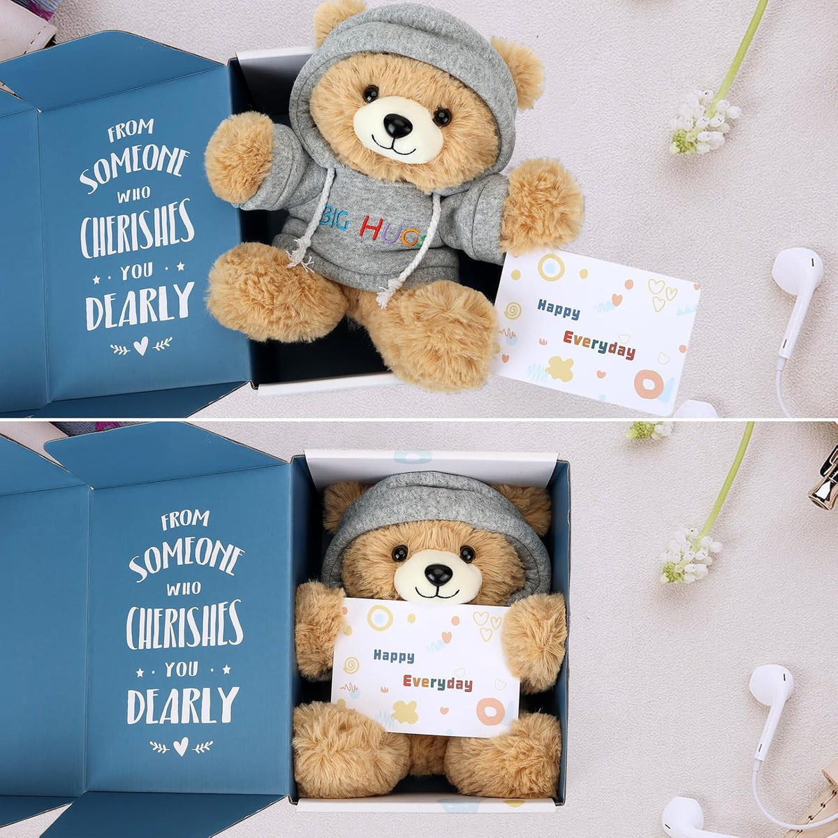 Osacoe Oso de peluche Big Hugs con caja de regalo, sudadera extraíb...