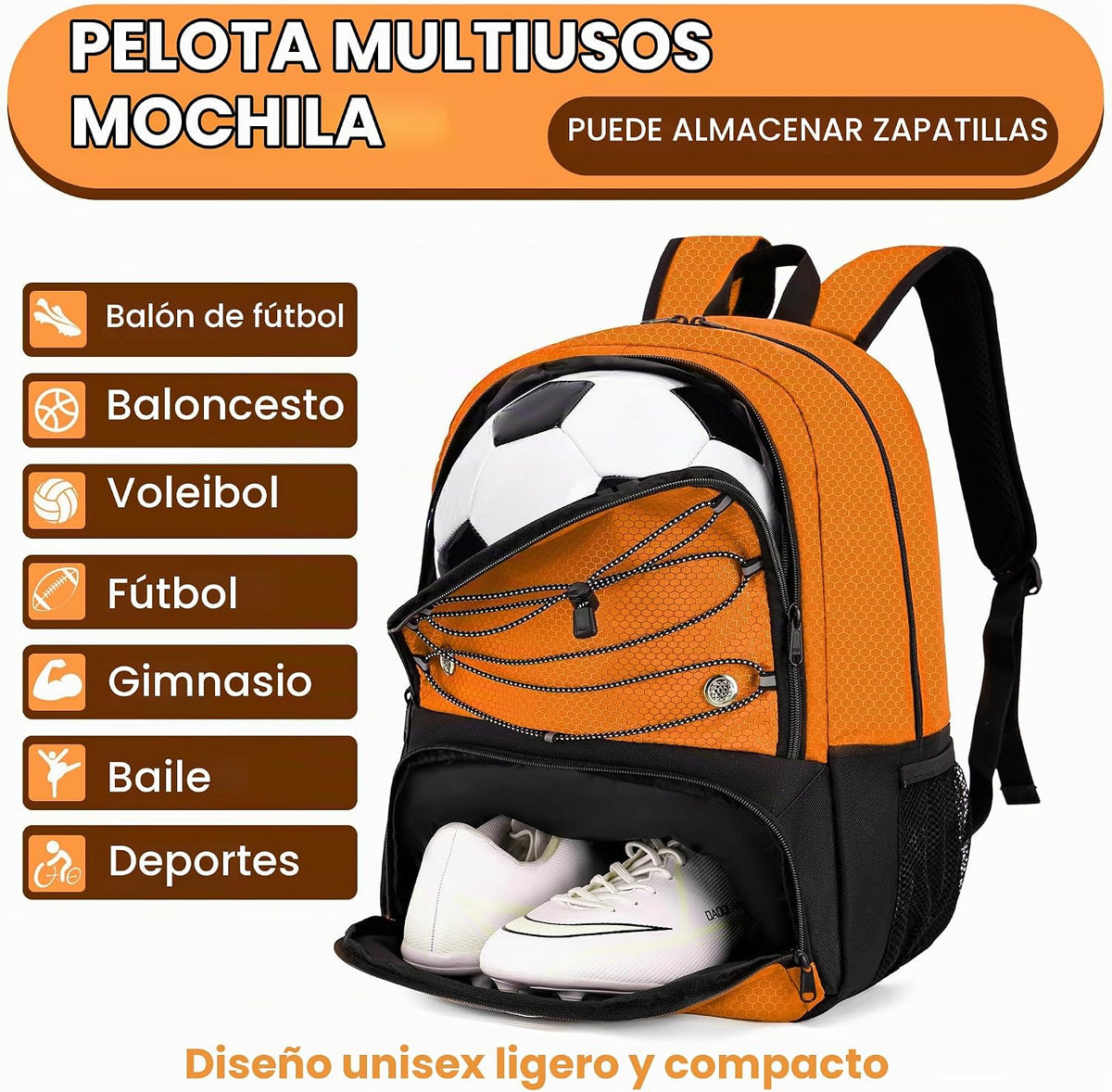 Hsmihair - Mochila de fútbol juvenil - Mochila para fútbol y balonc...