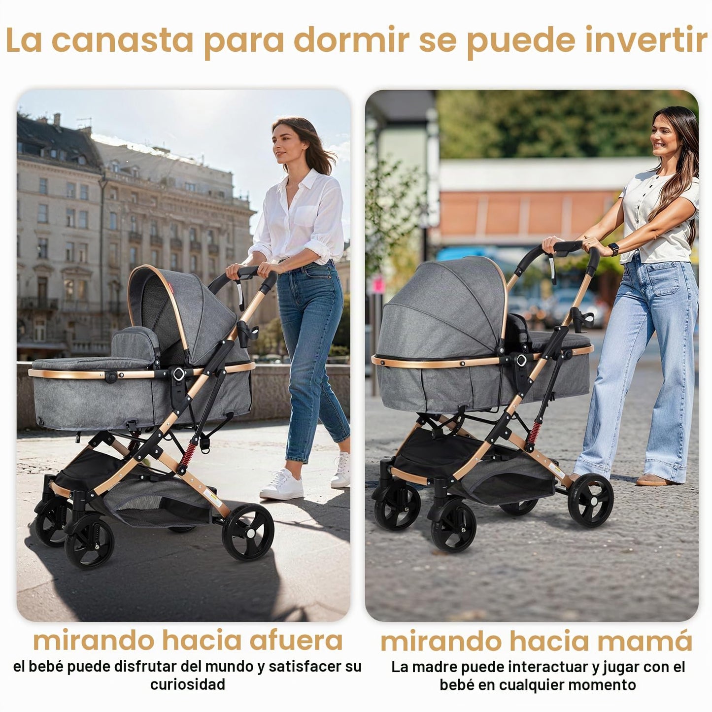 Cochecito de bebé 2 en 1, cochecito para recién nacido, plegable y...