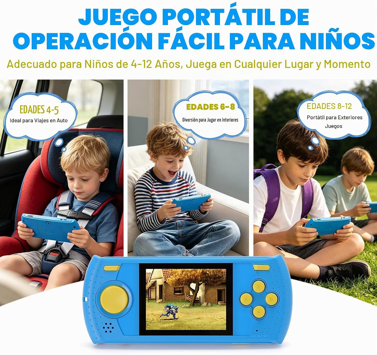 Juego de mano para niños, reproductor de videojuegos portátil con 2...