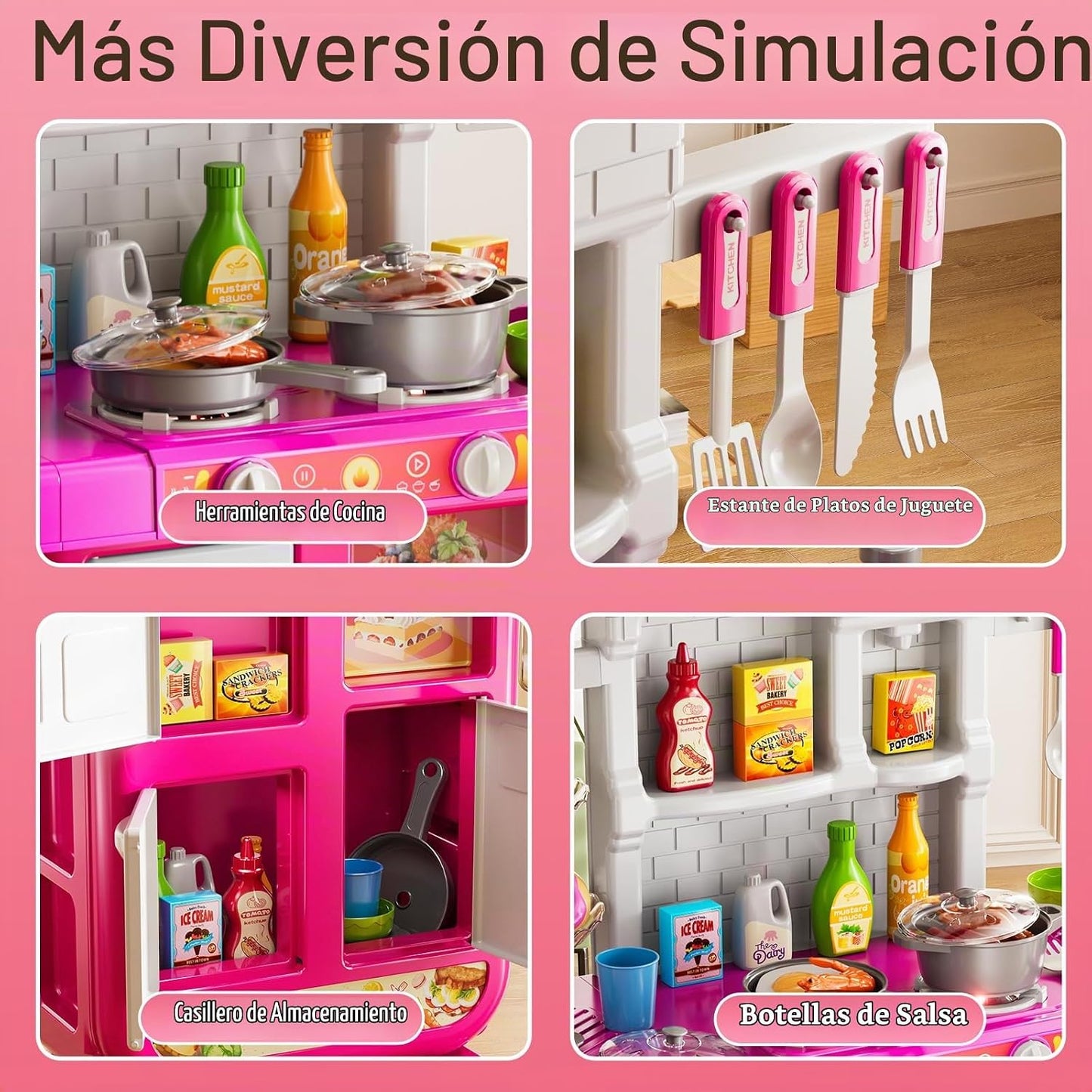 MSKOLER Juego de cocina para niños de 3-6 4-8 años, cocina de juego...