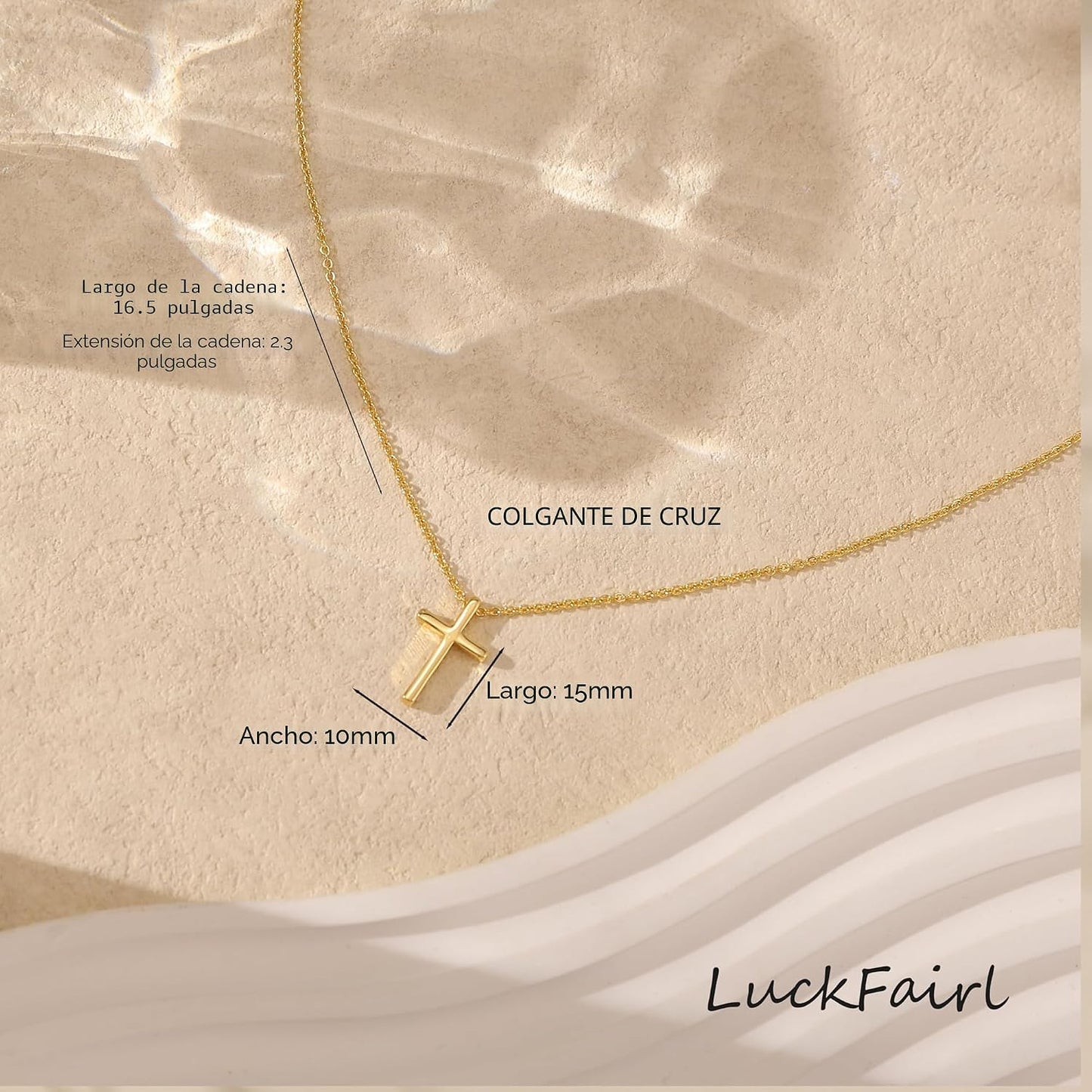 Collar de cruz para mujer, collar de doble cruz chapada en oro de 1...