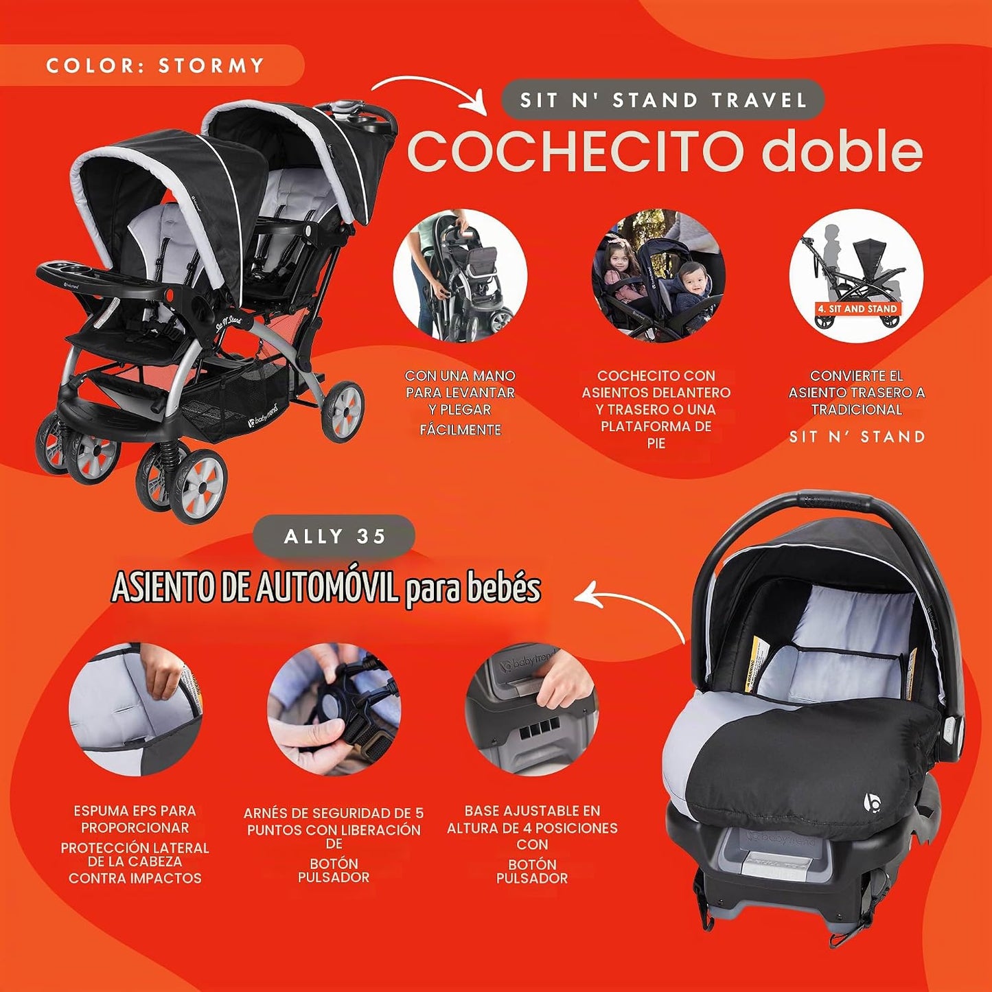Baby Trend Conjunto de cochecito y asiento de coche para bebé y niñ...