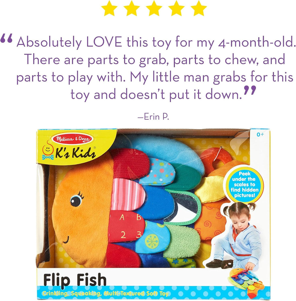 Melissa &amp; Doug Flip pescado suave juguete de bebé.