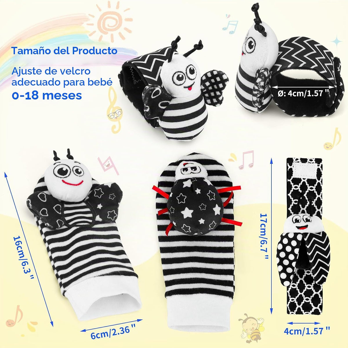 Zendstanding Juguetes para bebés de 0 a 6 meses \u2013 Juego de cal...