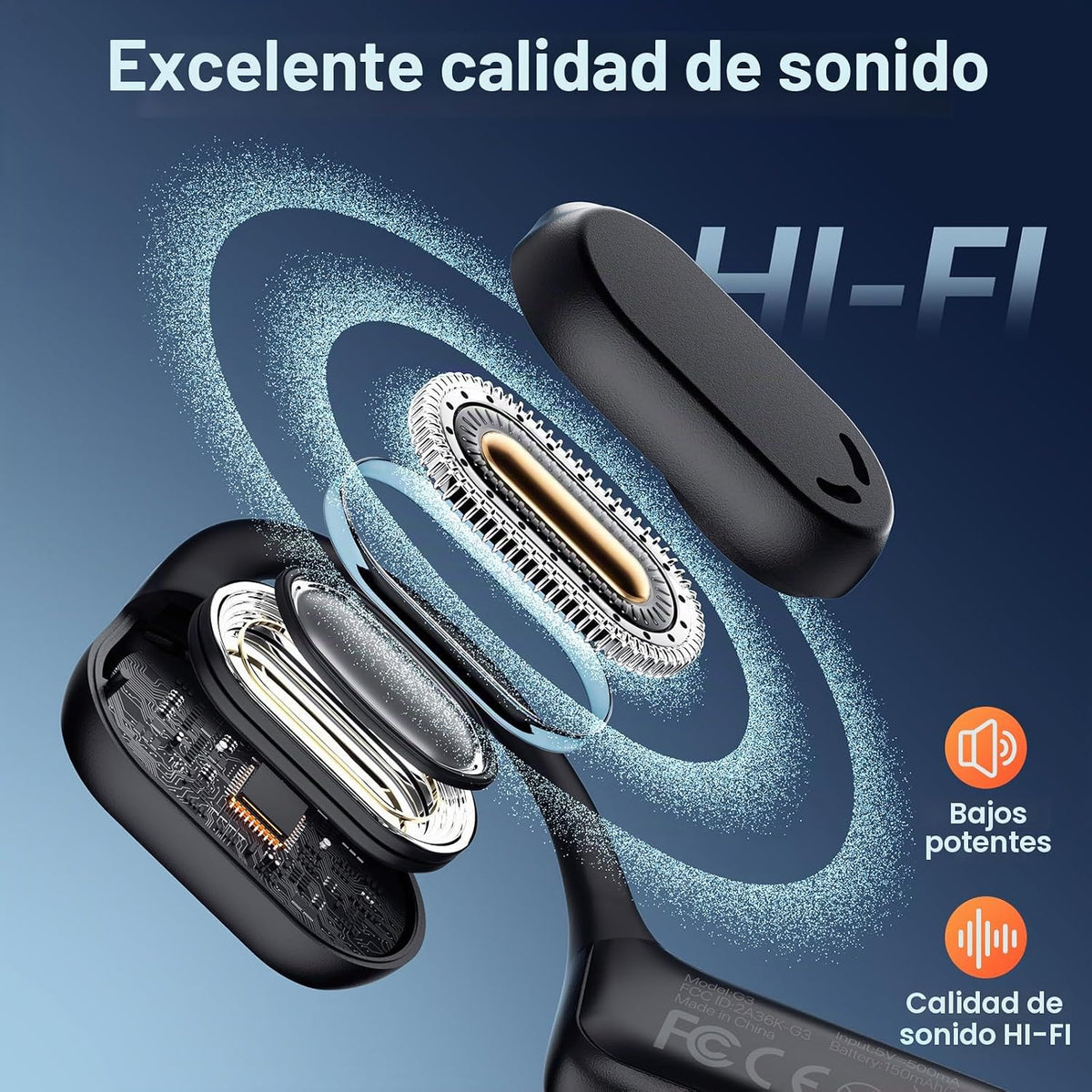 ZORIOXI Auriculares de oreja abierta con micrófono, auriculares Blu...