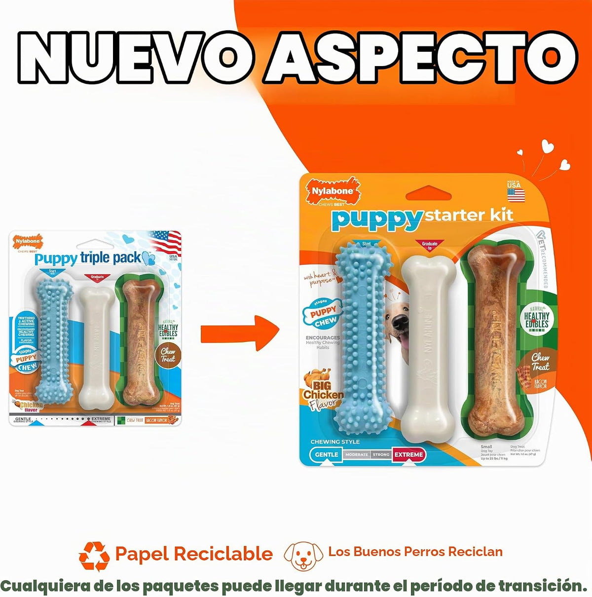 Nylabone - Kit de iniciación para cachorros, juguetes de dentición...