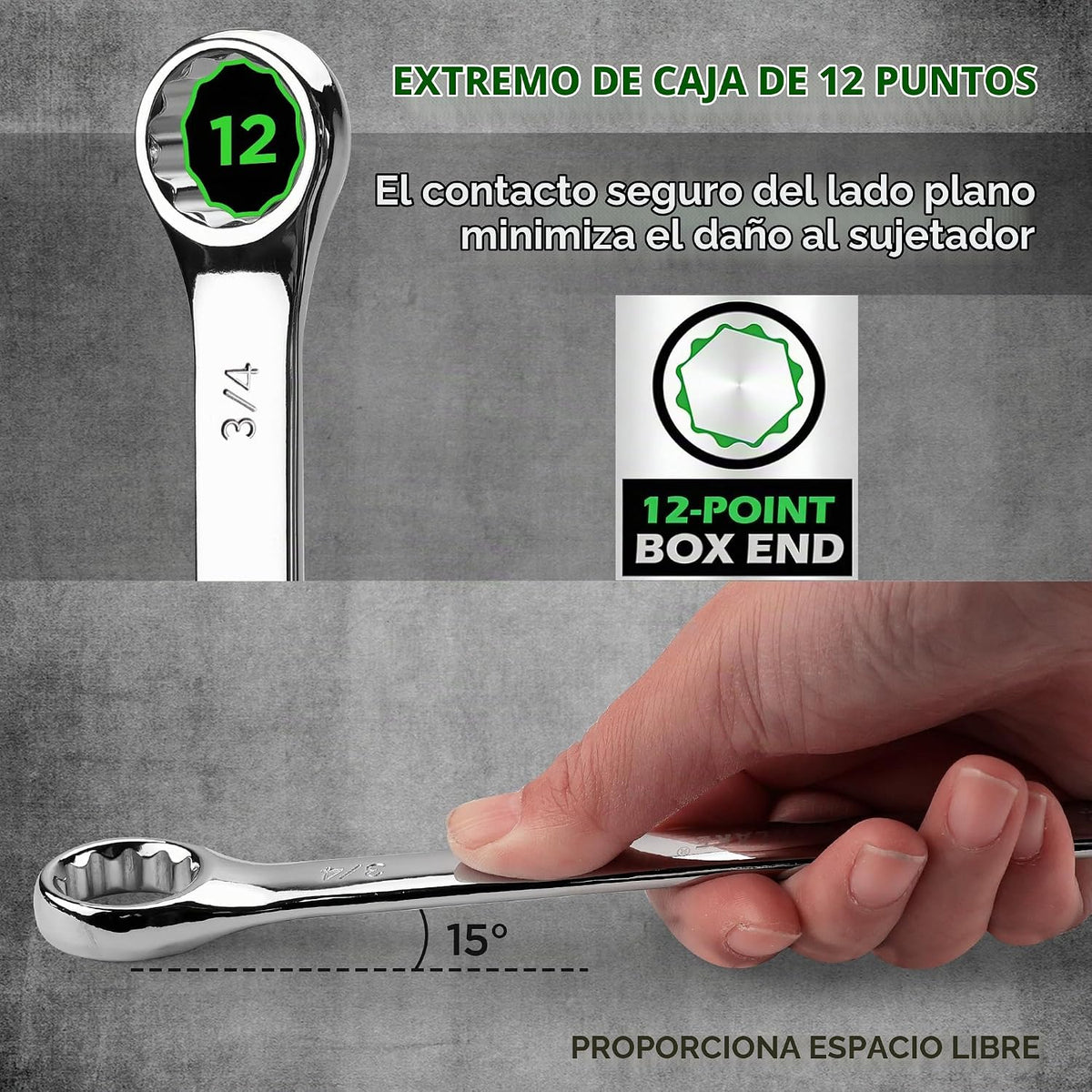 SWANLAKE GARDEN TOOLS Juego de llaves SAE de 15 piezas, juego de ll...