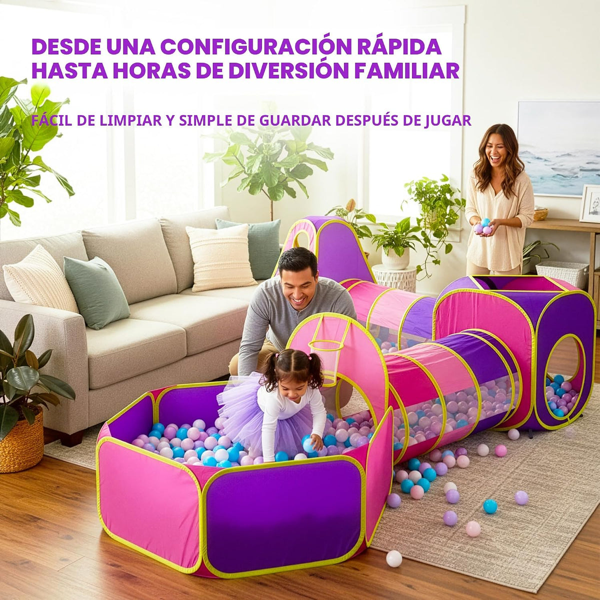 Playz Tiendas de campaña y túneles de juego para niños de 5 piezas,...