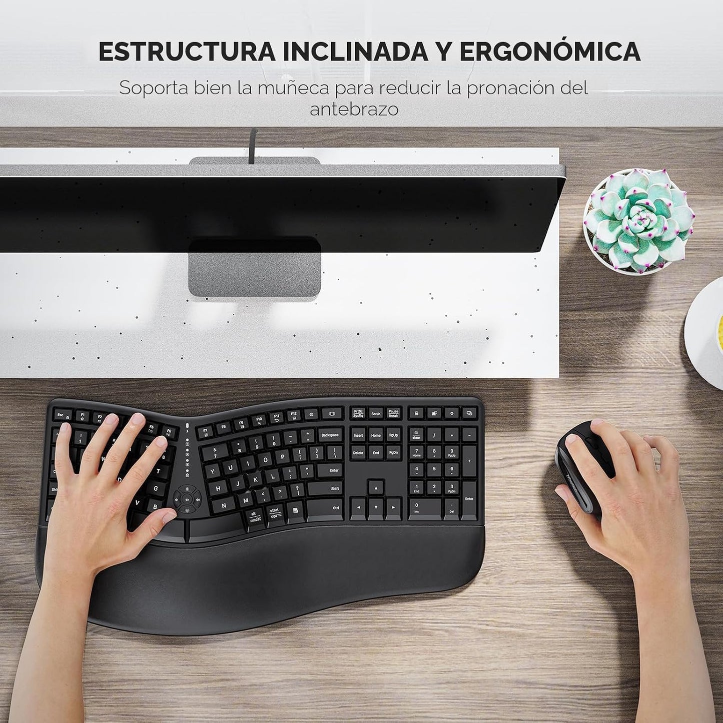 MEETION Teclado y mouse ergonómicos, teclado inalámbrico con mouse...
