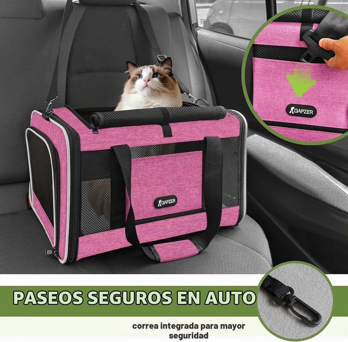 GAPZER - Transportador para gatos de 18 x 11 x 11 pulgadas, aprobad...