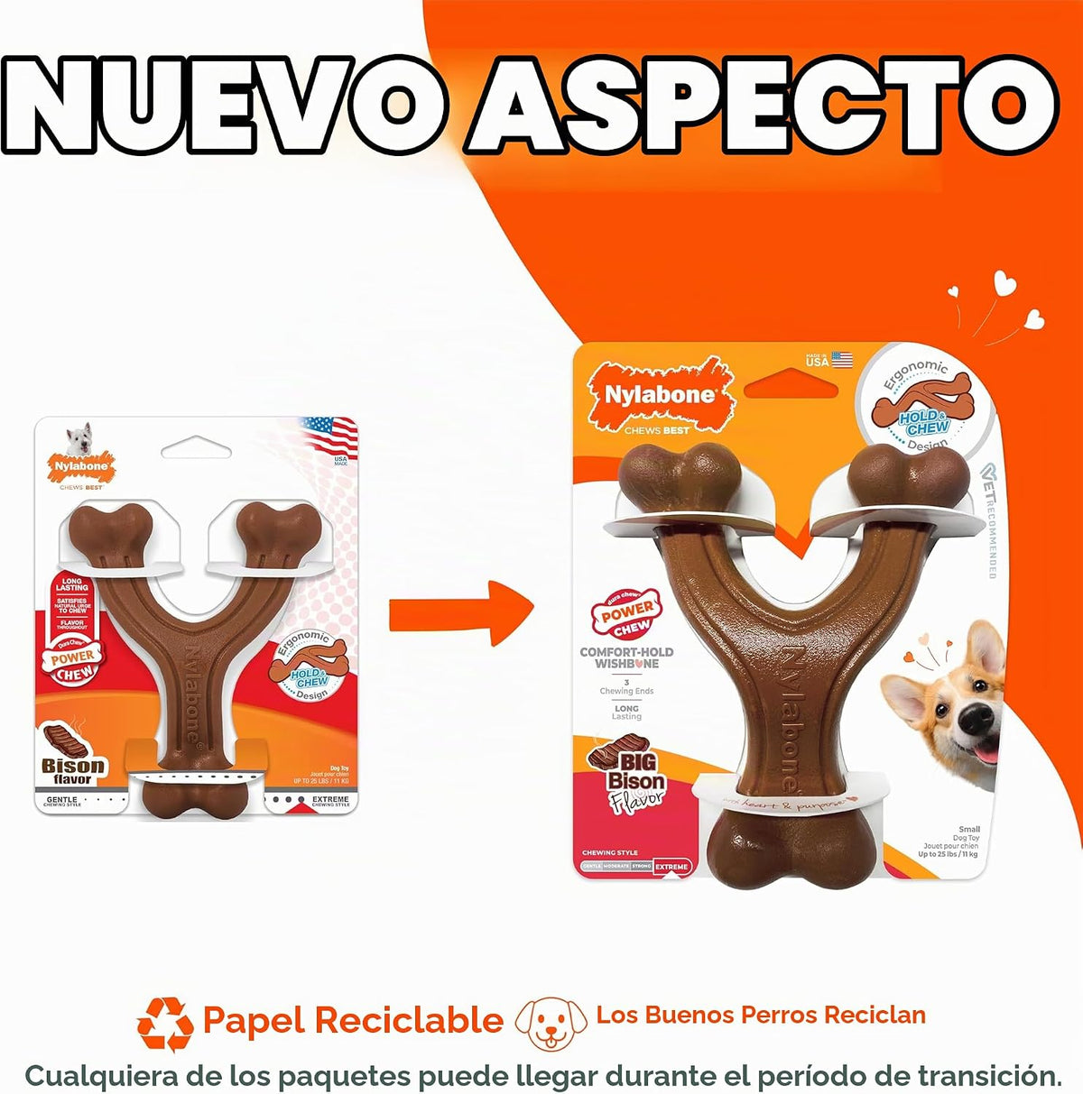 Nylabone Power Chew - Juguete ergonómico para masticar y sujetar y...