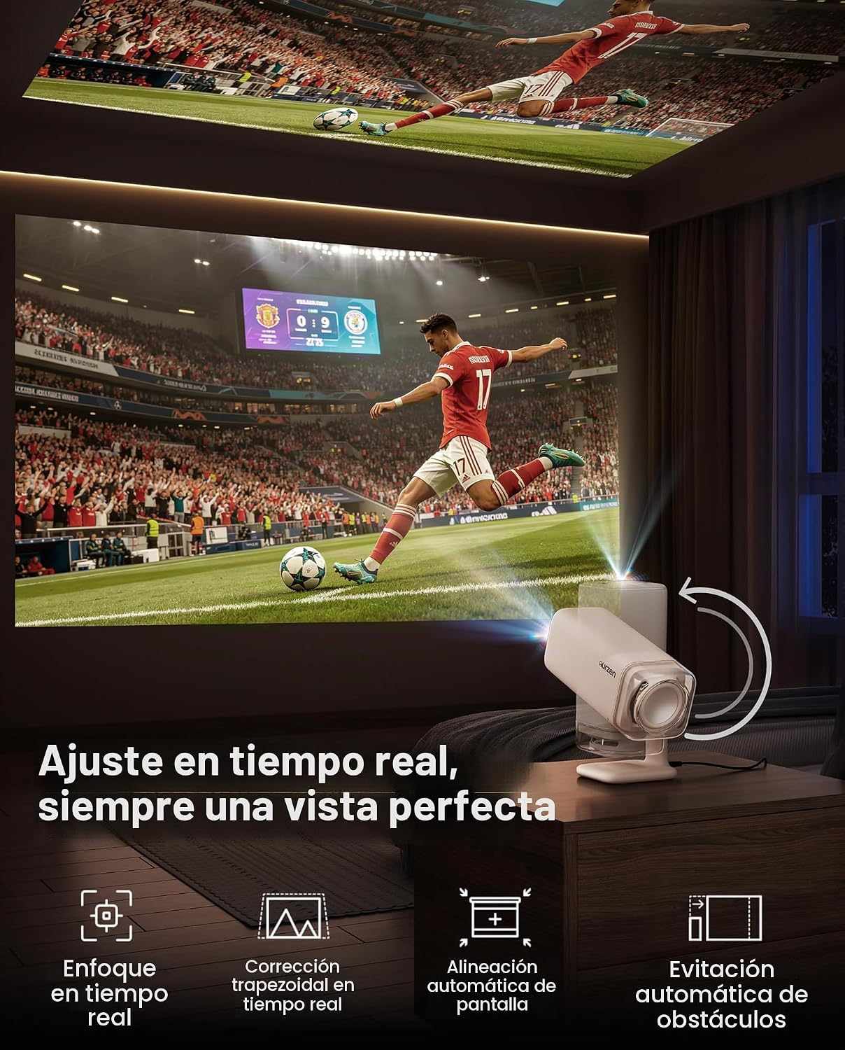 Aurzen BOOM Air - Proyector portátil para Google TV con alimentació...