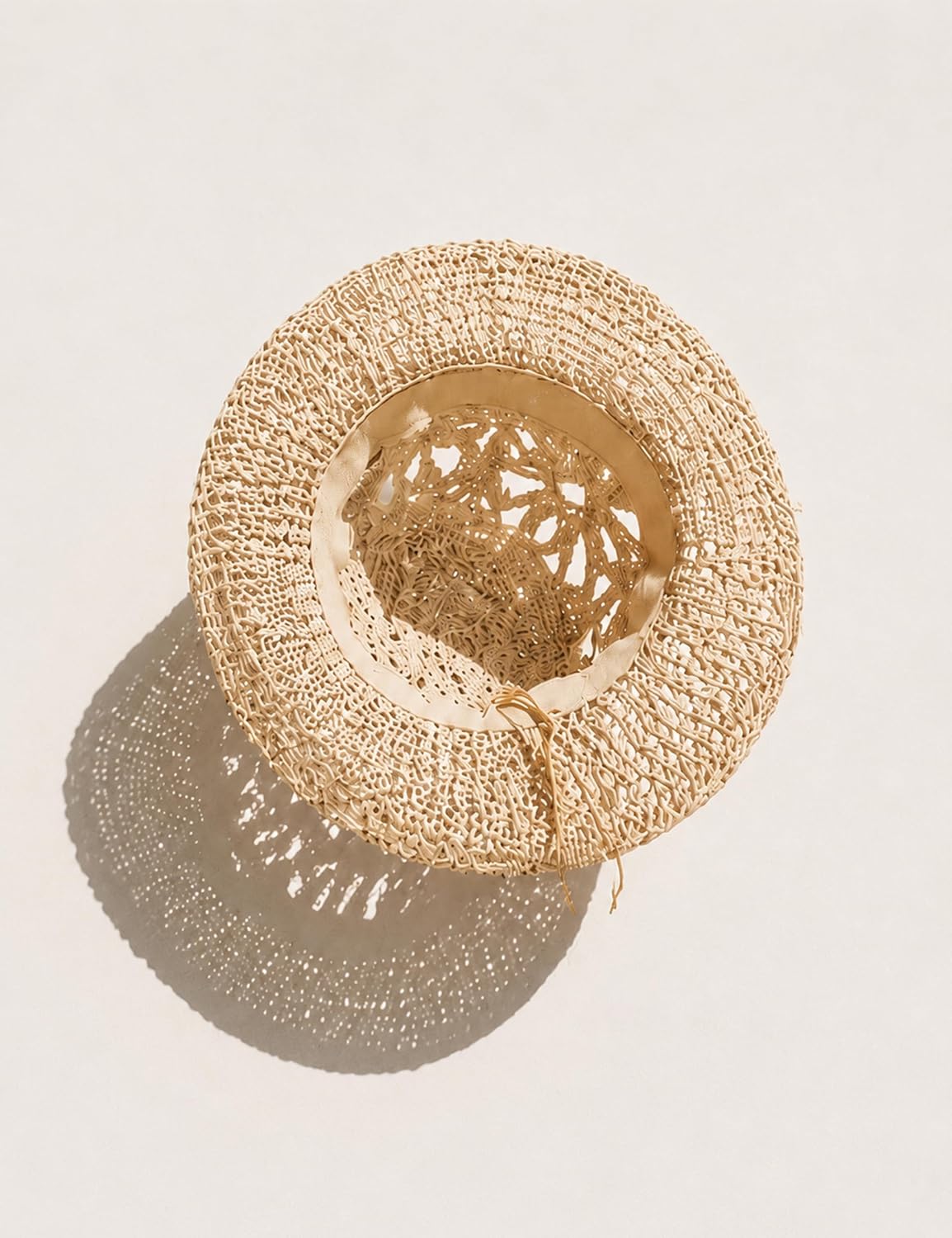 Sombrero de paja de ganchillo vintage para mujer, sombrero de pesca...