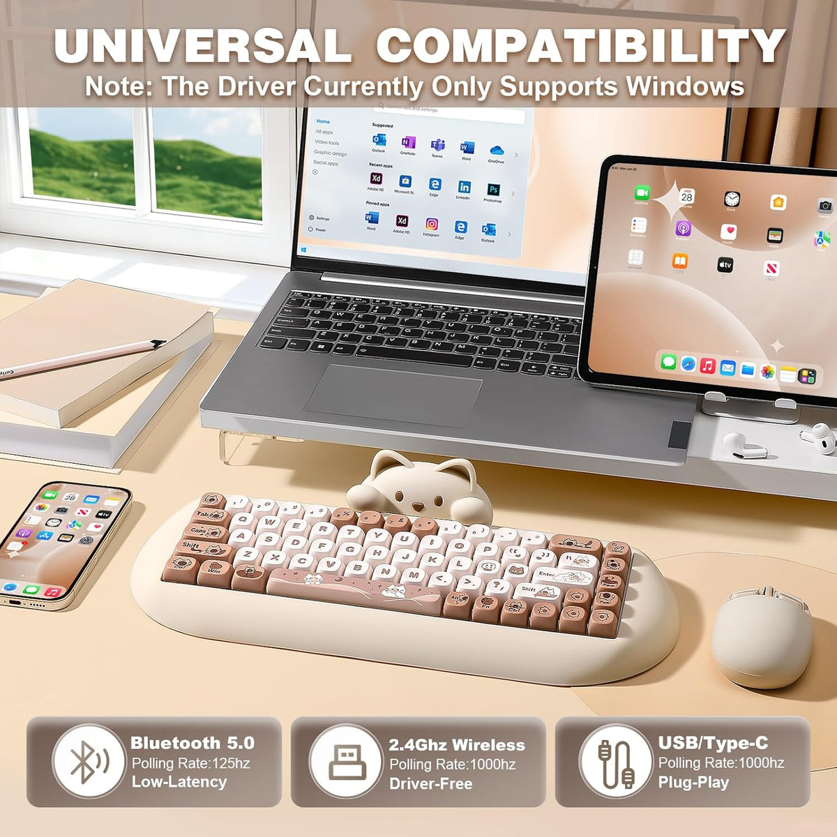 YUNZII Teclado mecánico inalámbrico C68, distribución 65%, intercam...