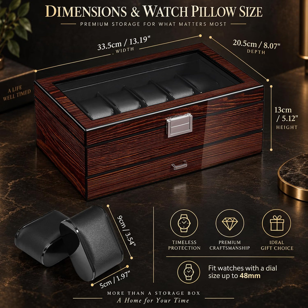 BEWISHOME Estuche de reloj de alta gama, caja de reloj de 12 ranura...