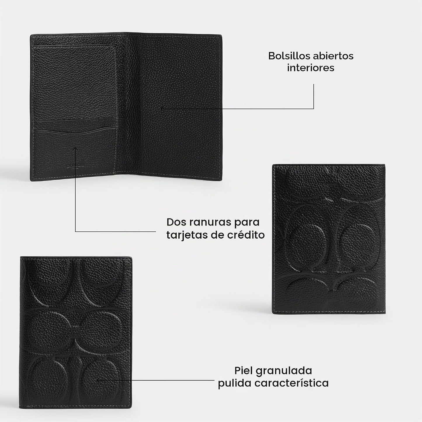 Estuche para pasaporte en cuero natural de plena flor