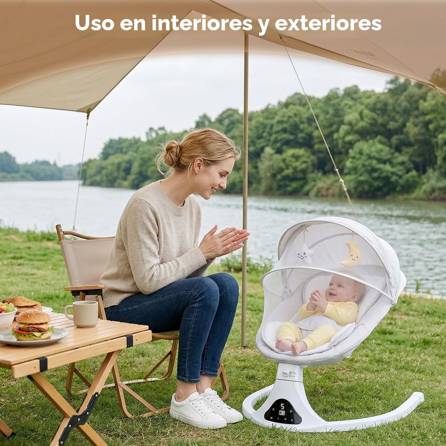 Columpio eléctrico para bebés y niños pequeños | Columpio portátil...