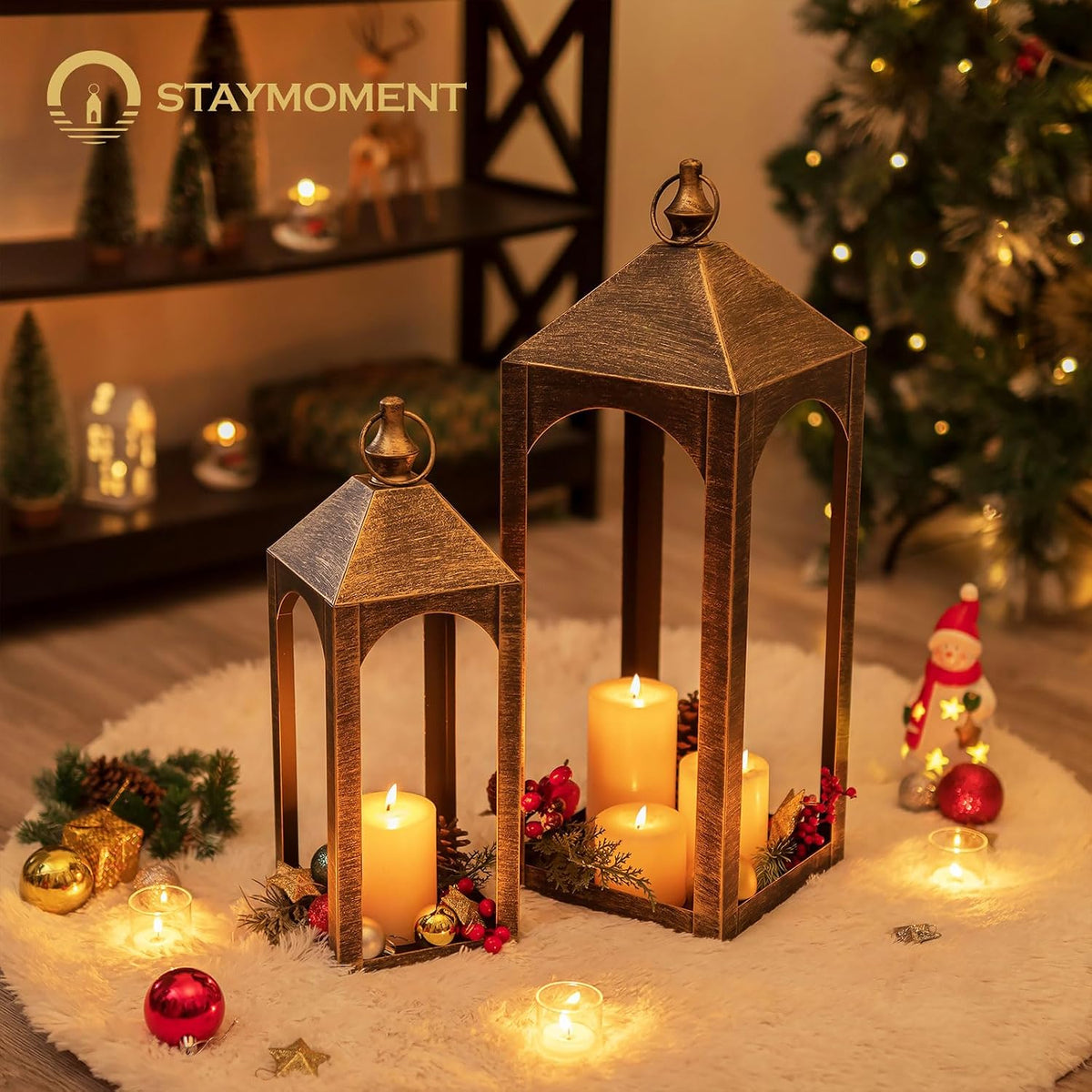 Staymoment Farol grande de piso para exteriores de 24 y 17 pulgadas...