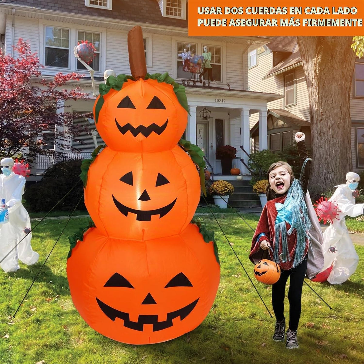 DearSun Calabazas inflables apiladas de Halloween de 6 pies de alto...