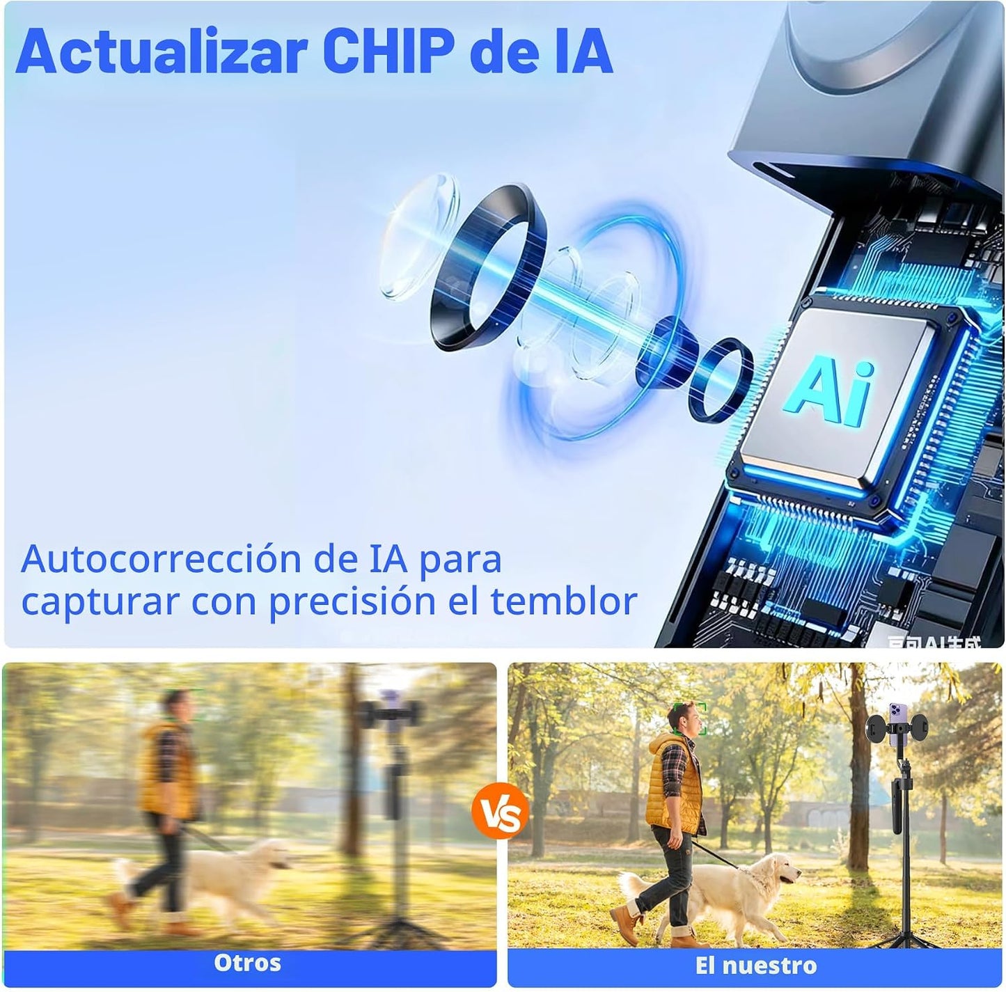 Trípode de seguimiento facial automático para iPhone con luz, palo...