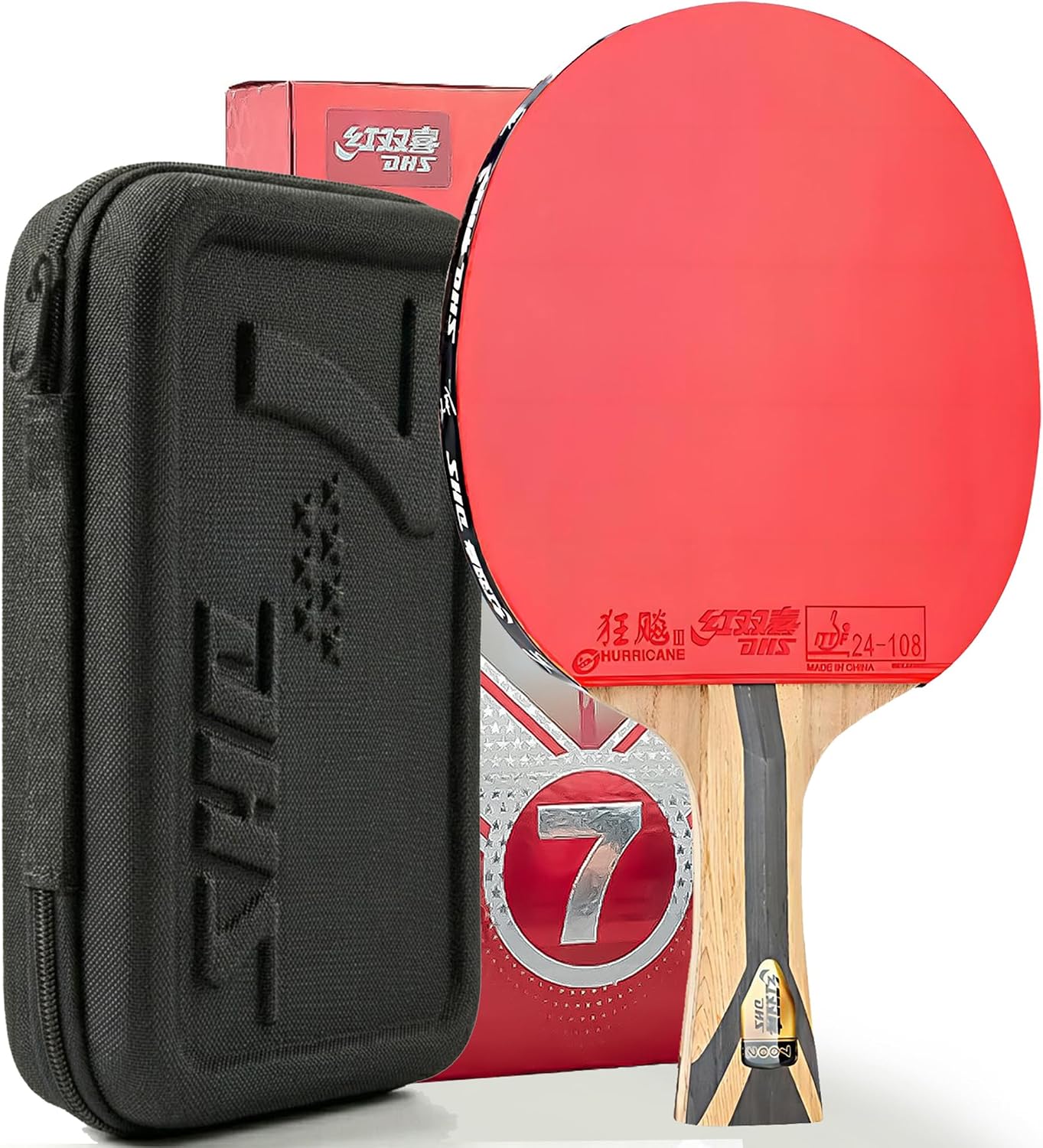 Paleta de Ping Pong Profesional DHS, Raqueta de Tenis de Mesa de Ca...