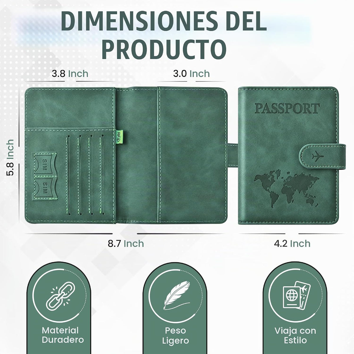 Portapasaportes para artículos esenciales de viaje, funda tipo cart...