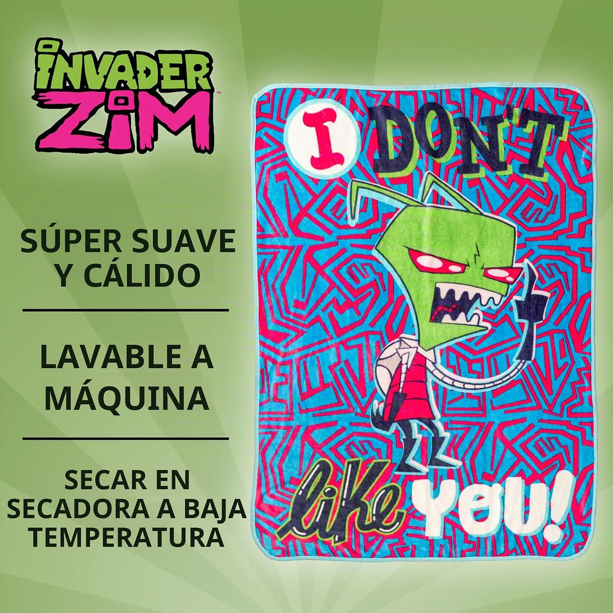Silver Buffalo Invader Zim I Don't Like You - Manta de forro po...