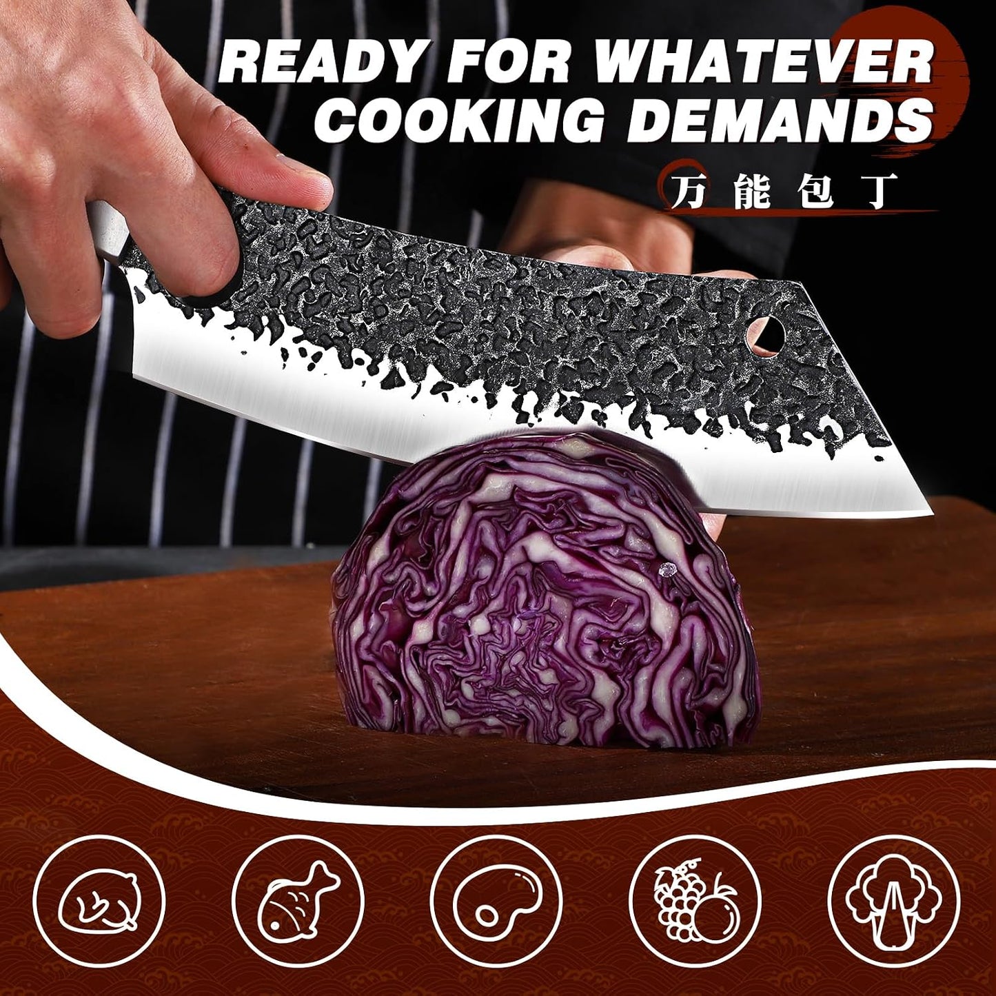 Huusk Cuchillos de carnicero para carne, juego de cuchillos de coci...