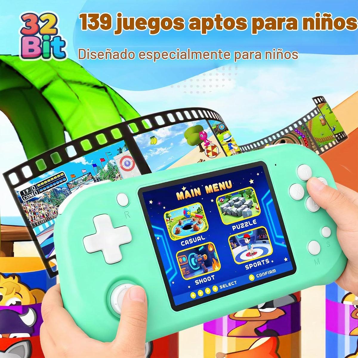 Beijue Juego Portátil para Niños con Pantalla IPS de 3.5'',...