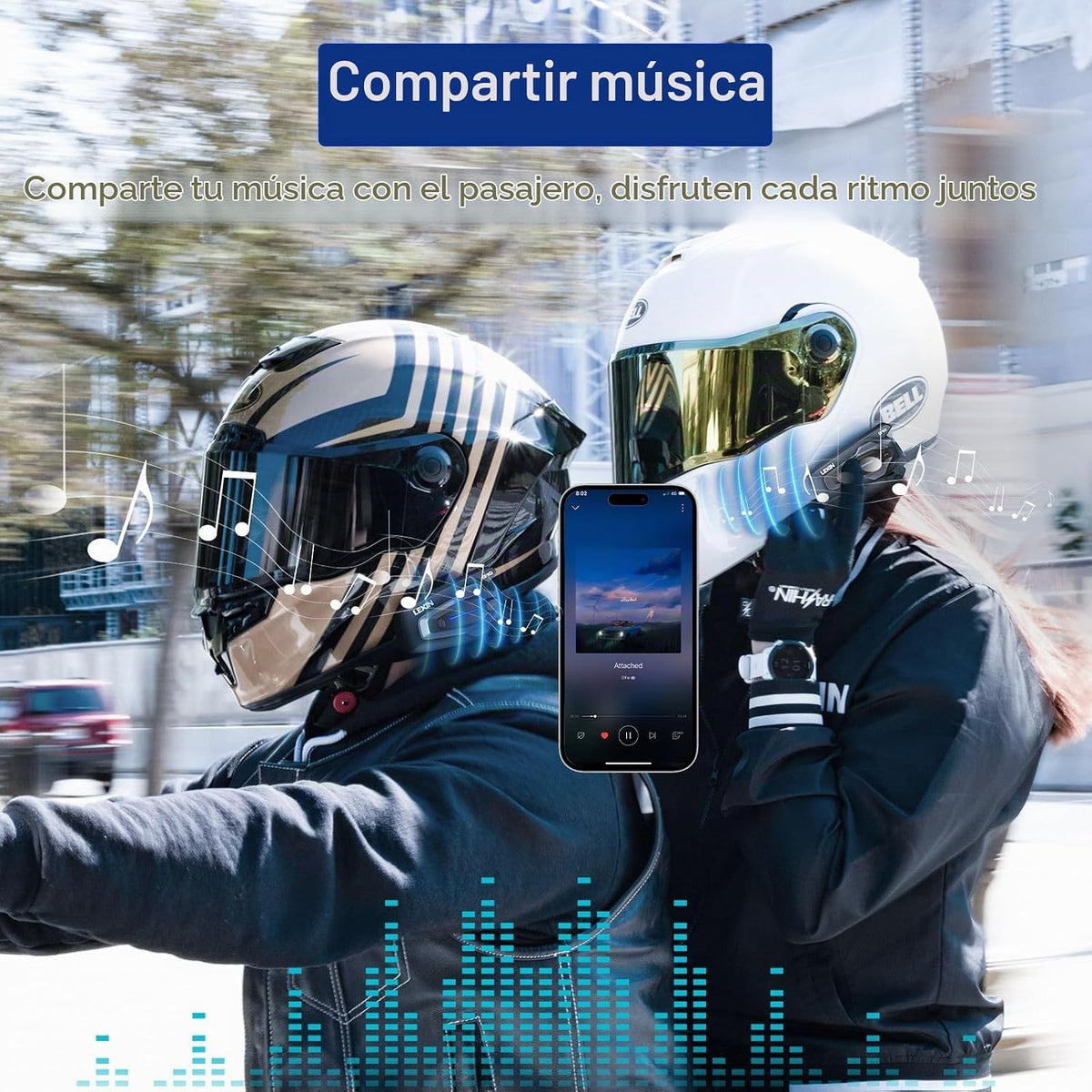 LEXIN Auriculares Bluetooth G10 para casco de motocicleta, sistema...