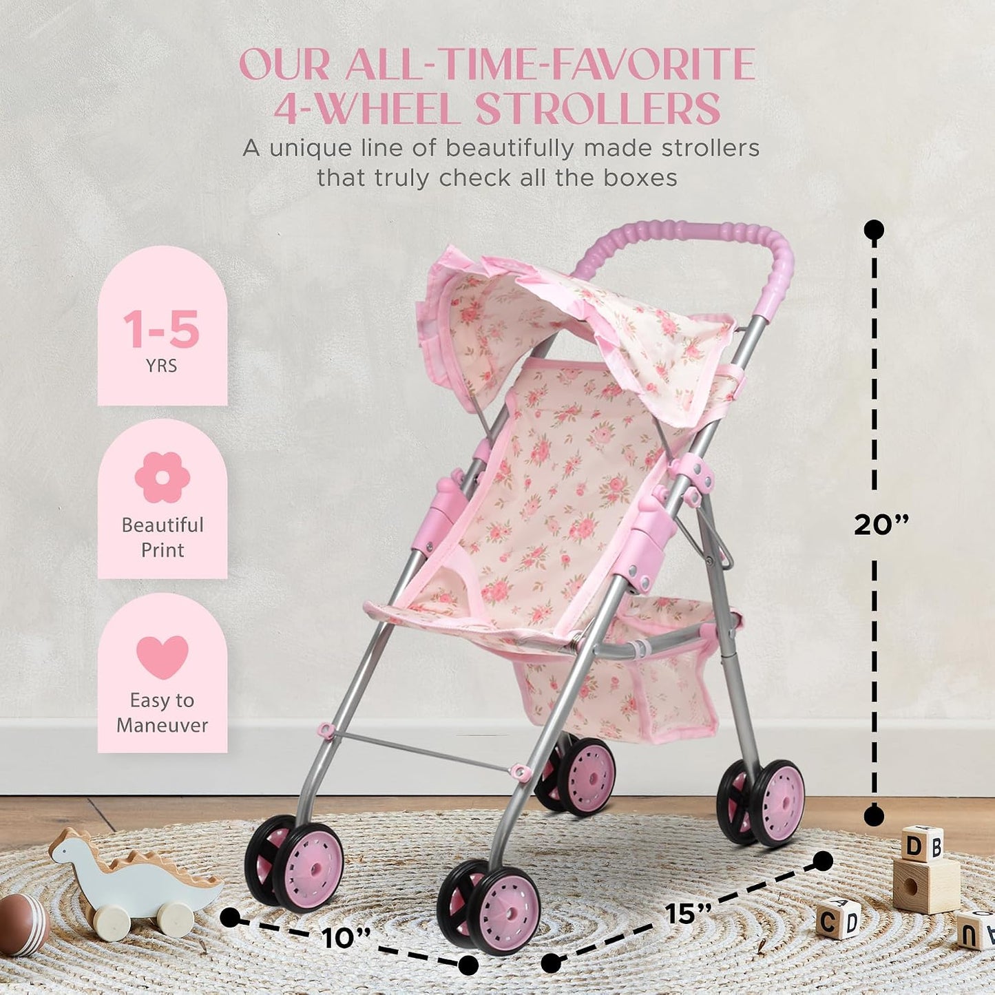 Juego de cochecito para muñeca bebé y asiento para guardería, juego...