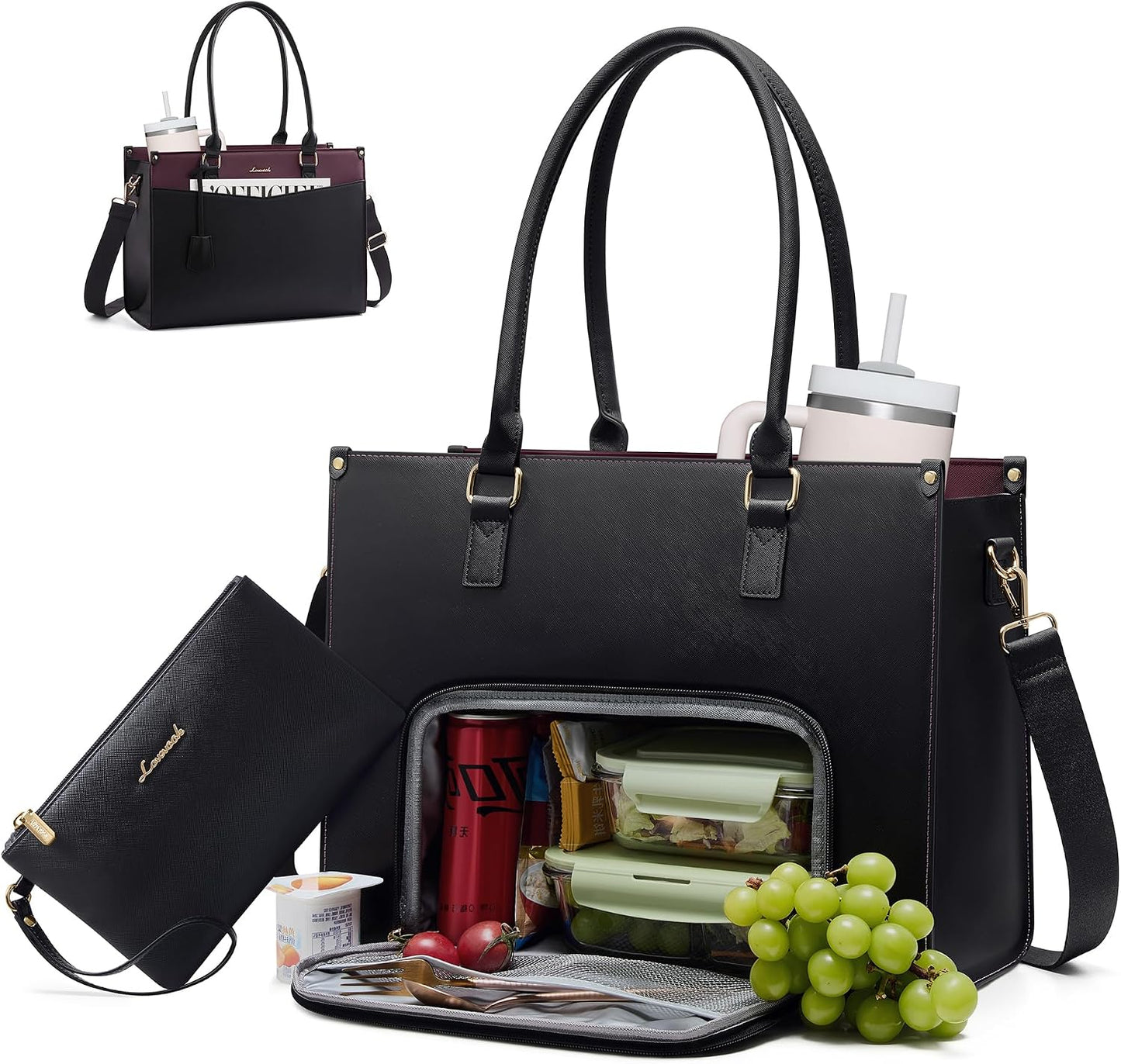 LOVEVOOK Bolsa para laptop para mujer, bolso 2 en 1 con embrague y...