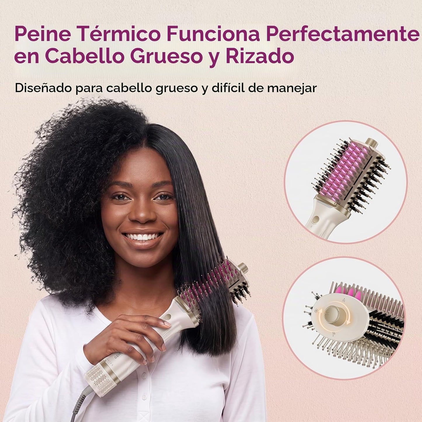 GOMYTH Cepillo secador 5 en 1 con peine calentado | Cepillo secador...