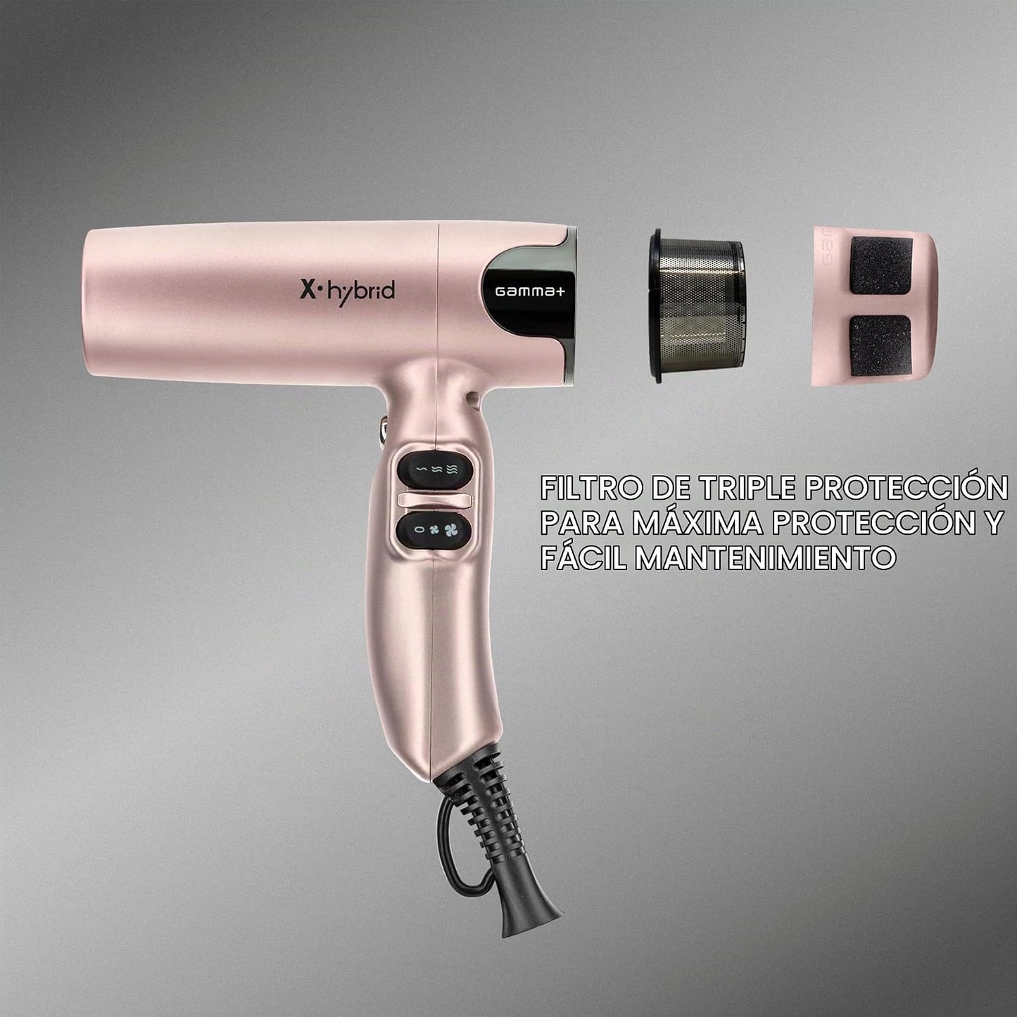 GAMMA+ Secador de pelo profesional X-Hybrid ligero, tecnología ióni...