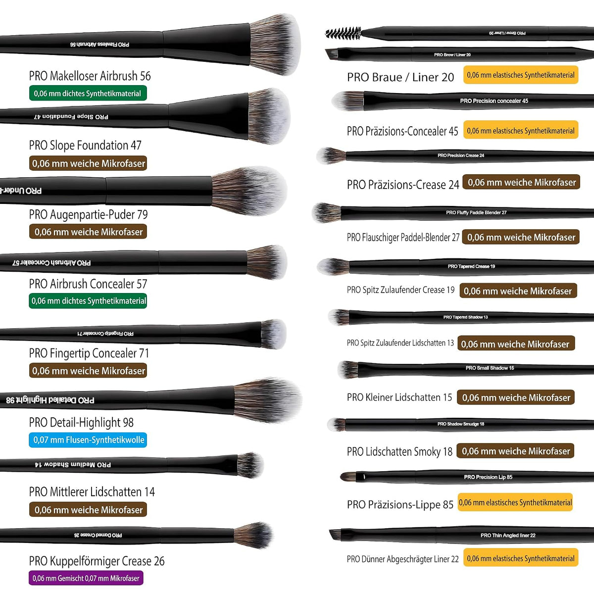 Bueart Design Juego de 32 brochas de maquillaje de grado PRO con so...