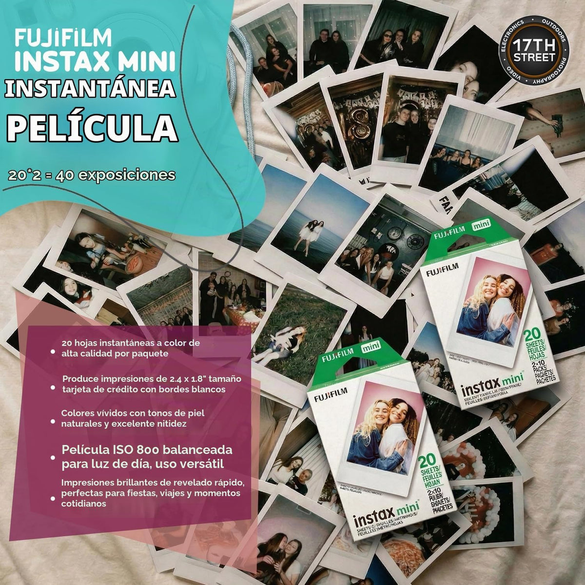 FUJIFILM INSTAX MINI 13 Cámara de película instantánea (azul escarc...