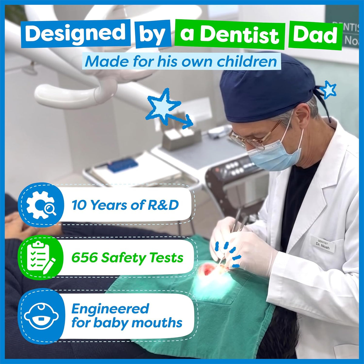 Dr. Noah Cepillo de dientes de bambú sin microplásticos, diseño de...