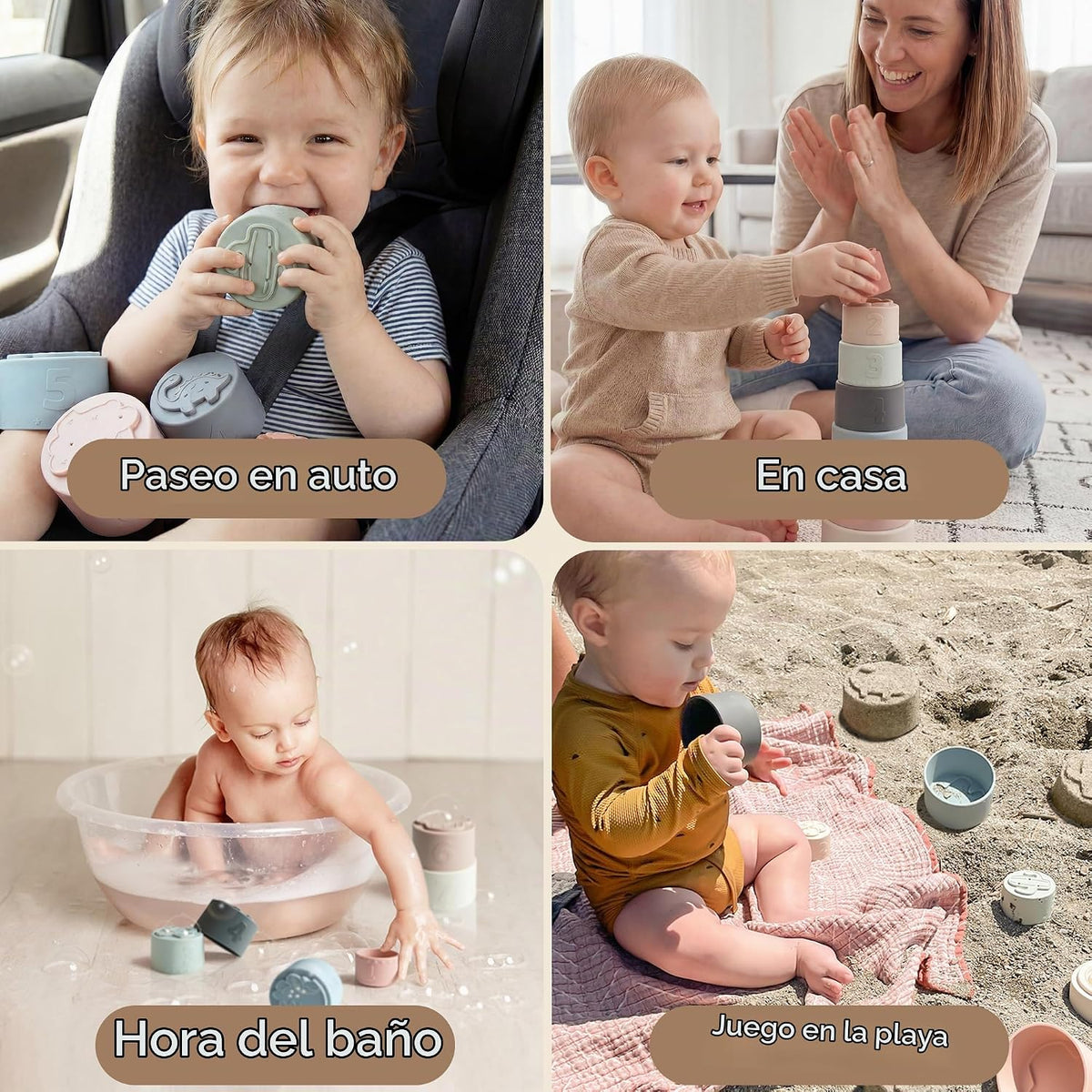 Moonkie Juguete de tazas apilables, juguetes educativos divertidos...