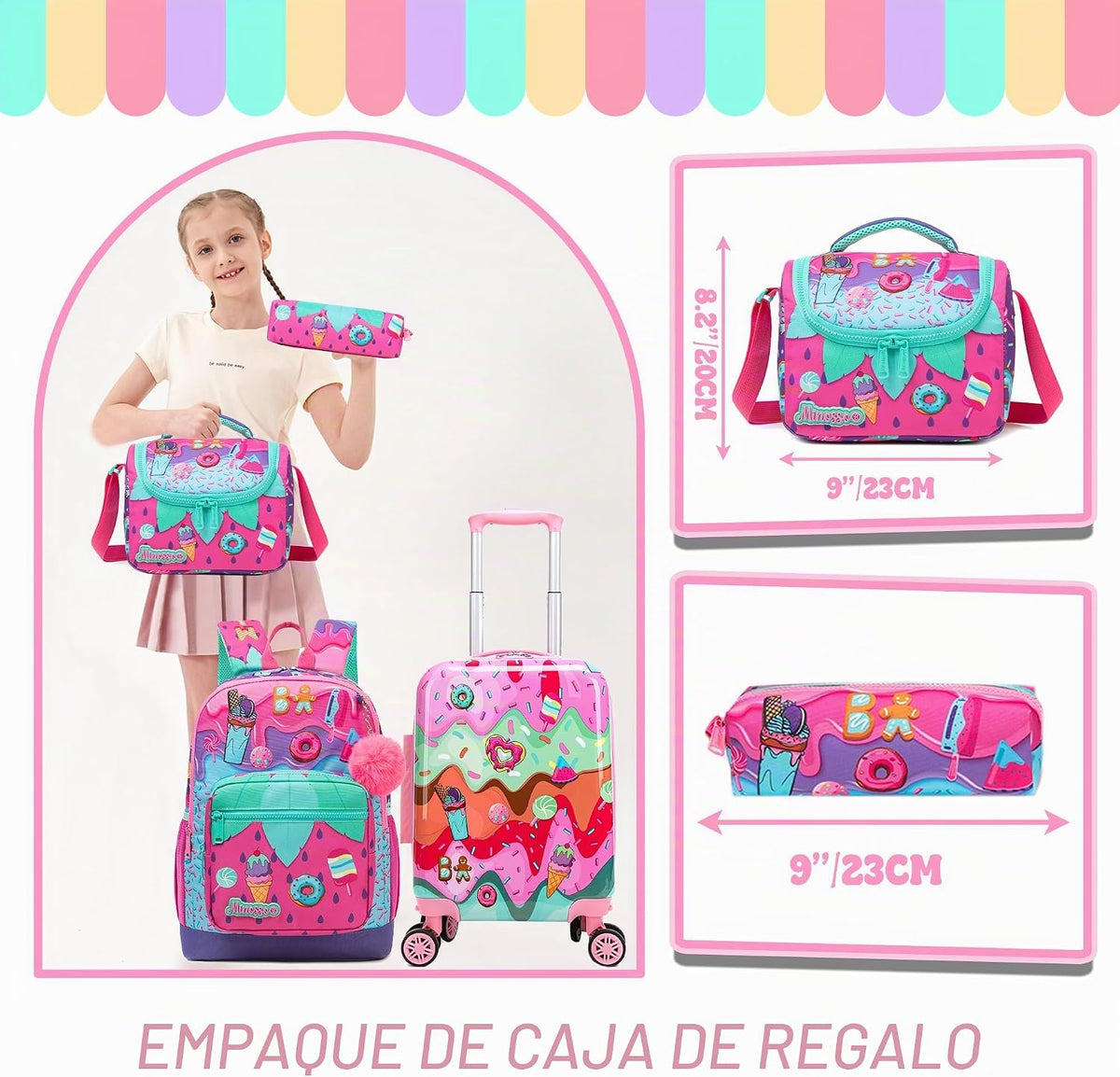 Inprof Lindo juego de maletas para niños, 5 piezas, equipaje rígido...