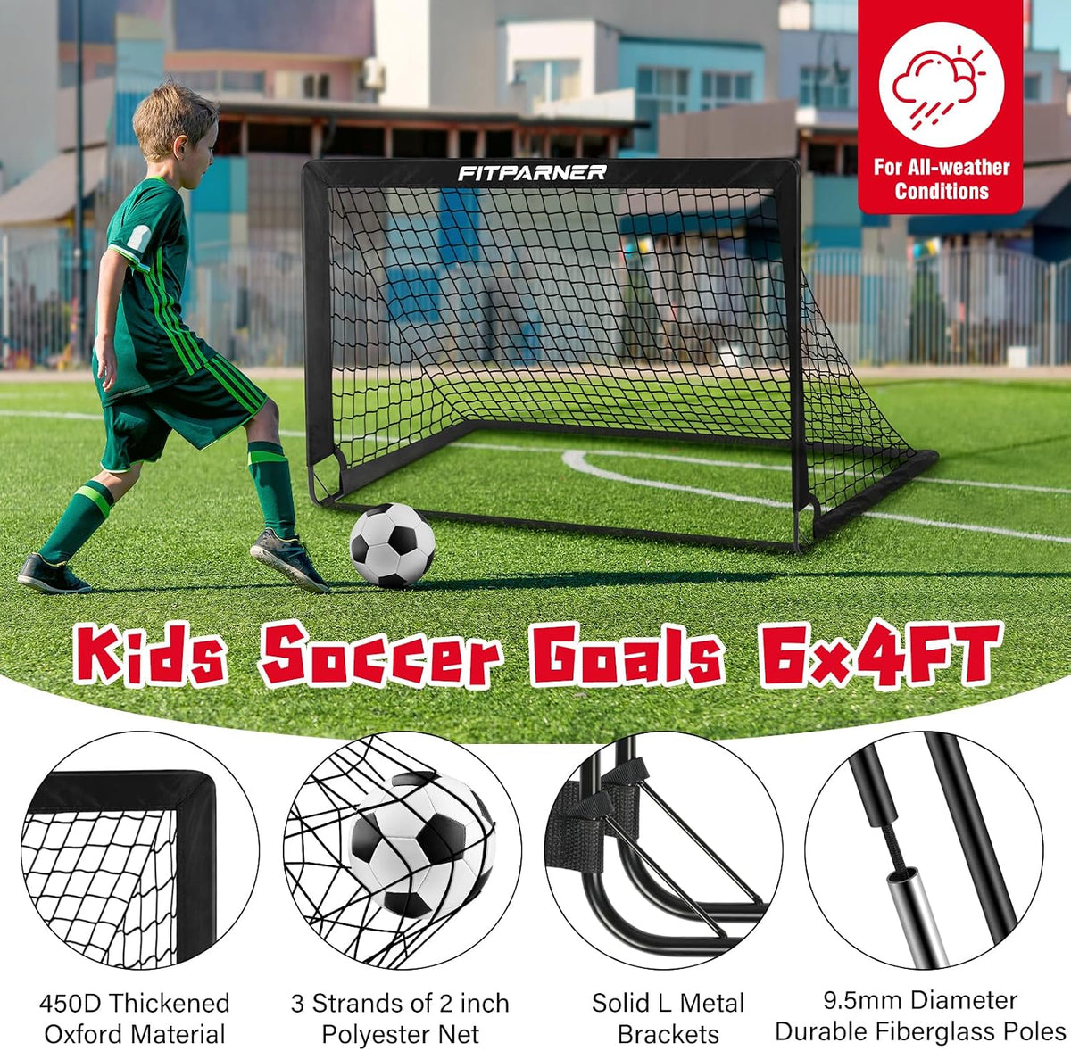 FITPARNER Portería de fútbol, portería de fútbol para niños en el p...