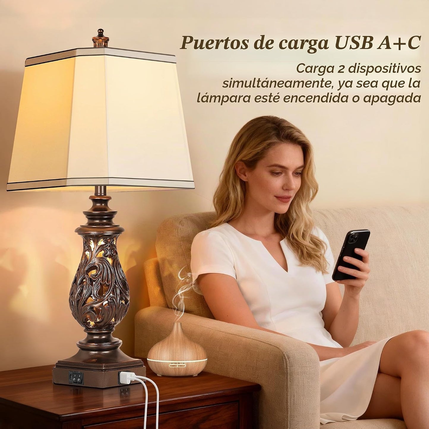 PARTPHONER Juego de 2 lámparas de mesa de 29", lámparas de mesi...
