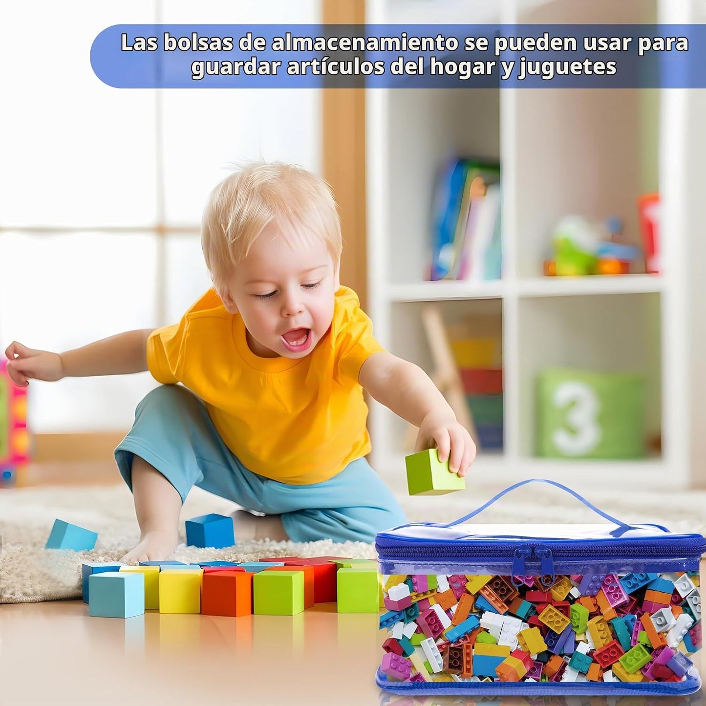 Paquete de 3 bolsas transparentes de almacenamiento de juguetes, bo...
