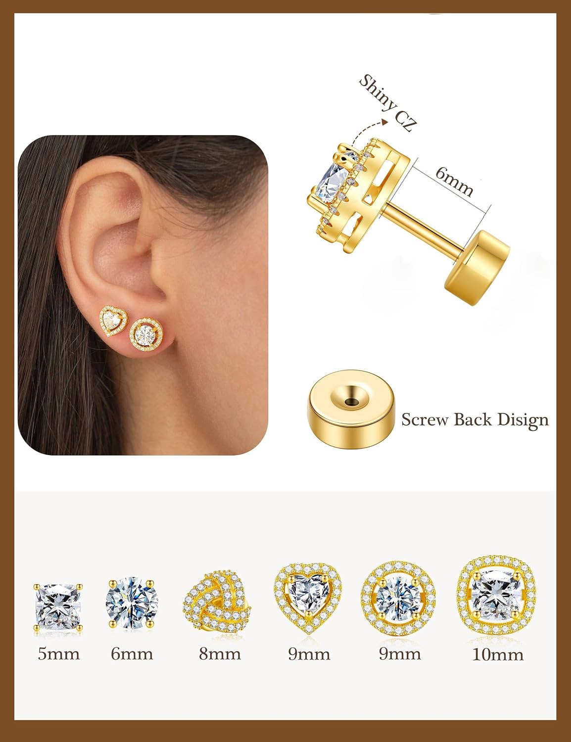 M MOOHAM Juego de aretes hipoalergénicos de plata de ley 925 para m...