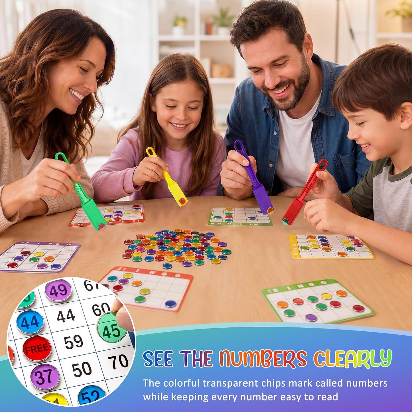 Teyva Daily 30 Varitas magnéticas de bingo de 7.87 pulgadas con 100...