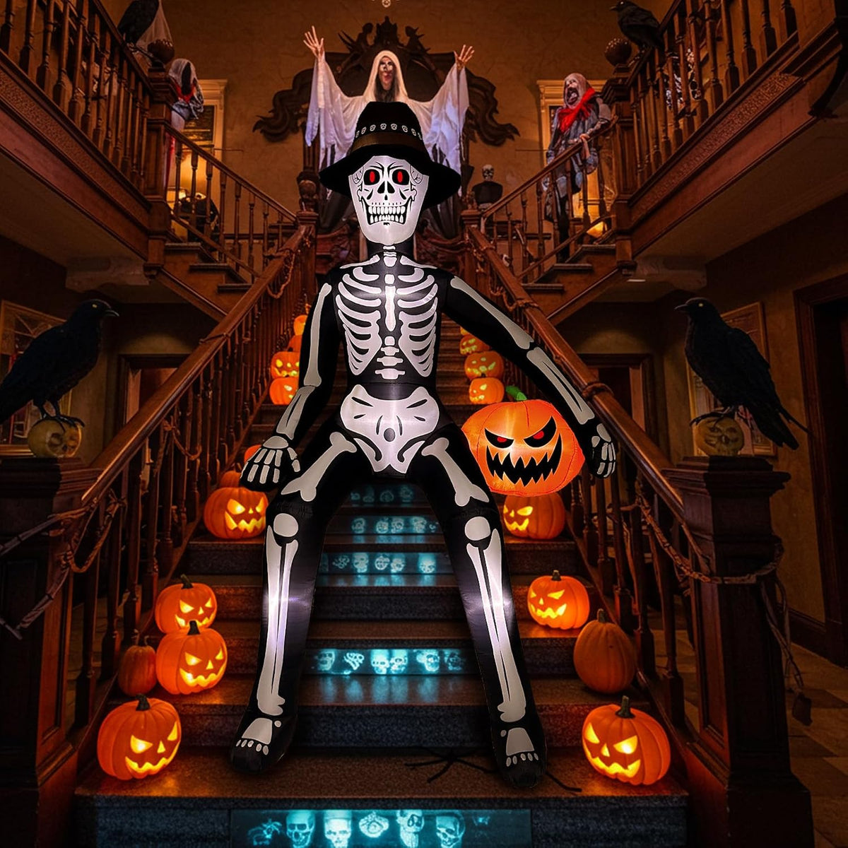 OurWarm Esqueleto gigante de 10 pies para decoración de Halloween p...